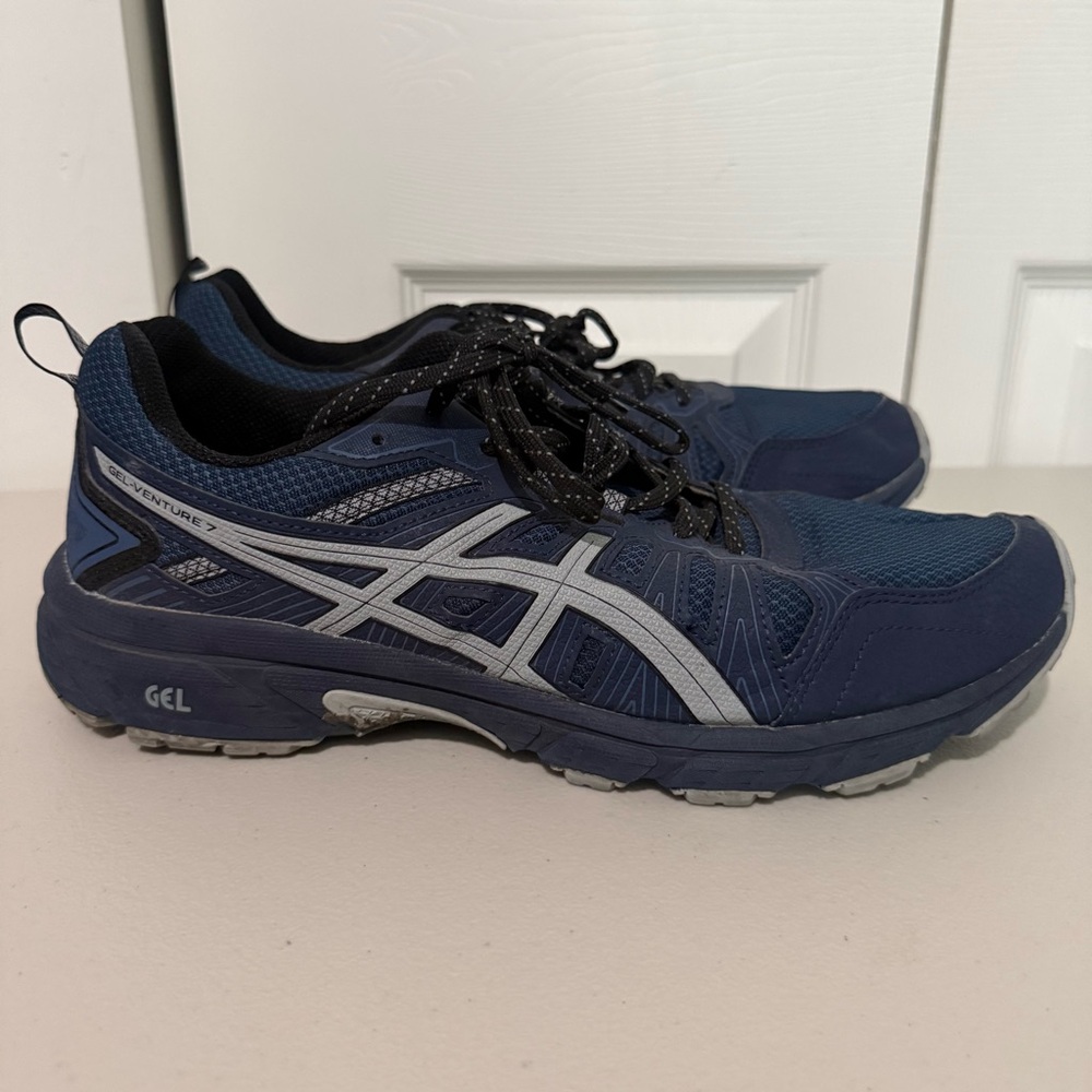 ASICS Gel Venture 7 Men’s Trail Running Sneakers, Blue/Silver, Size 10.5